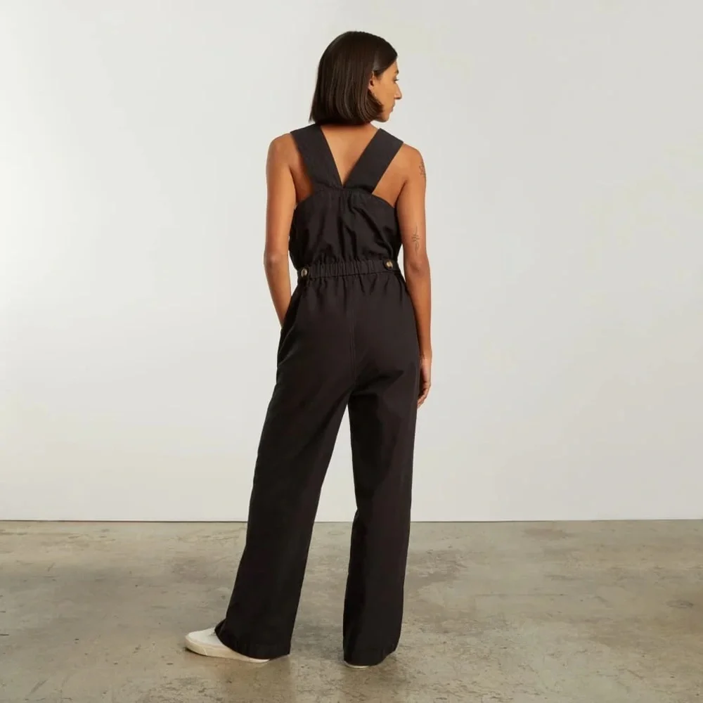 Everlane Women’s The Fatigue Apron Cotton/Linen Jumpsuit in Black Size 2